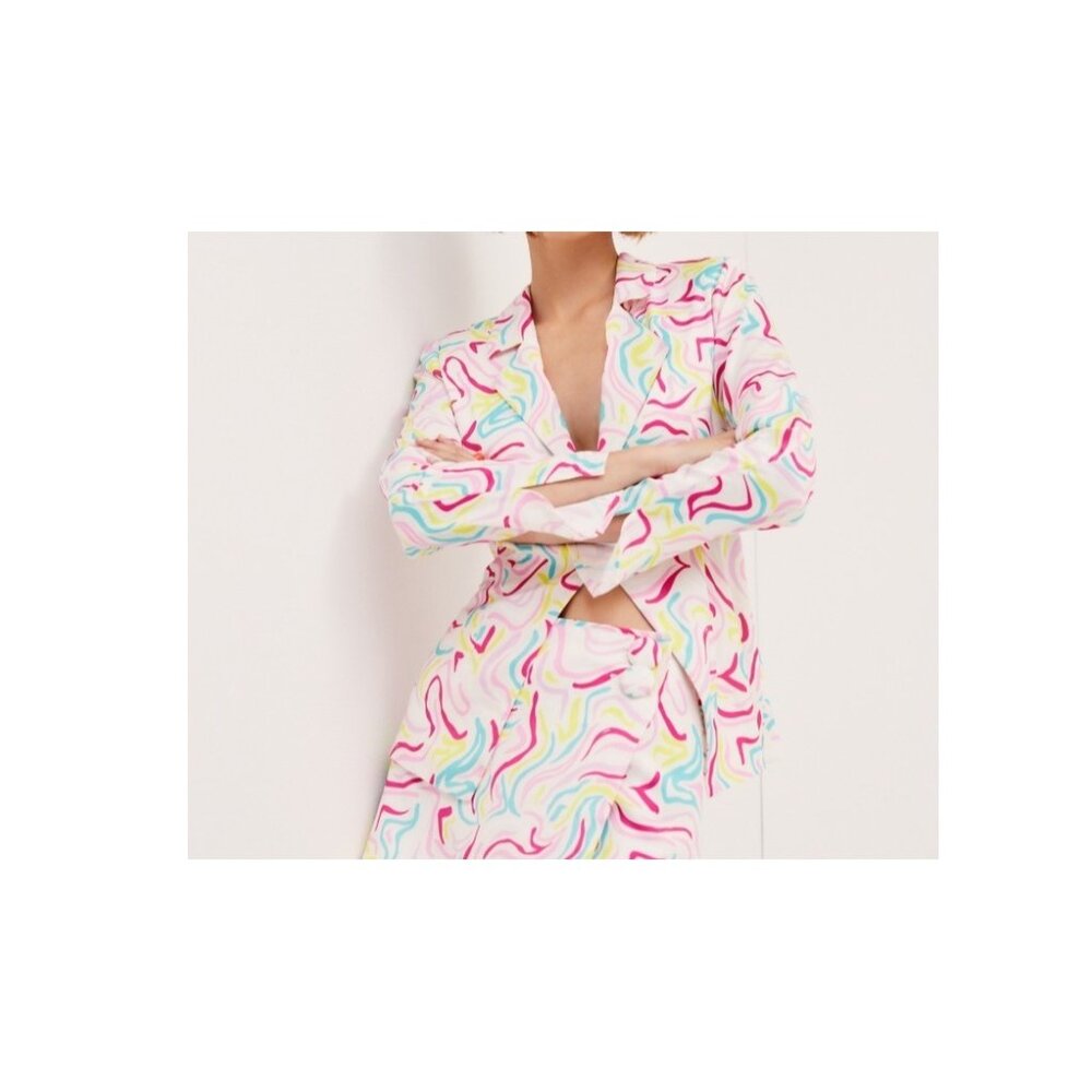For Love/Lemons Regency Fashion Noah Top‎ Colorful Funky Retro Pattern Blazer M